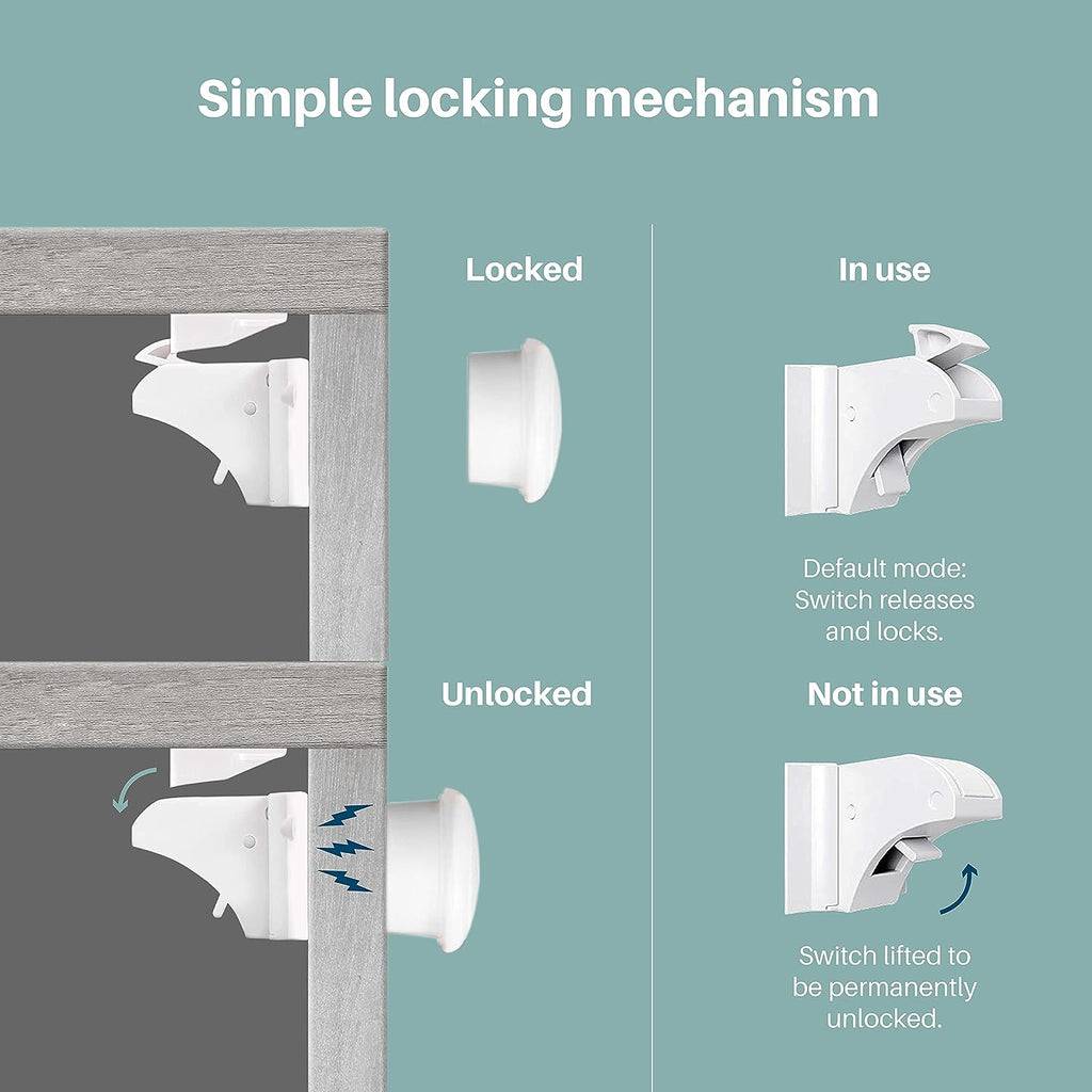 8 Pack Magnetic Cabinet Locks for Baby Proofing