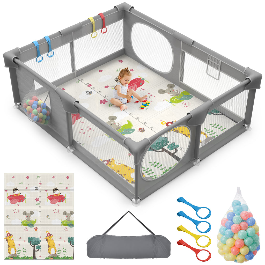 Baby Playpen with Mat, 71 x 59-inch Extra Large Play Yard for Baby and Toddler