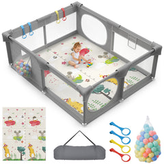 Baby Playpen with Mat, 71 x 59-inch Extra Large Play Yard for Baby and Toddler