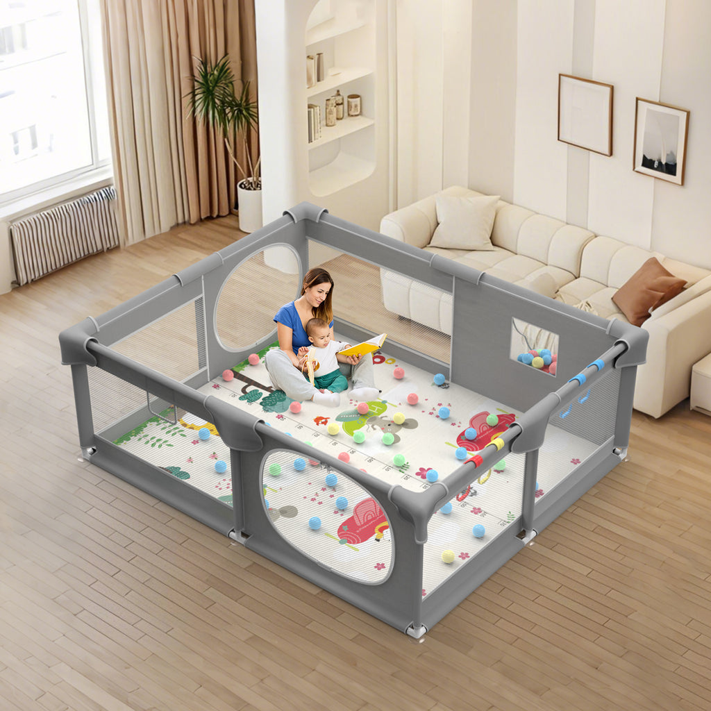 Baby Playpen with Mat, 71 x 59-inch Extra Large Play Yard for Baby and Toddler