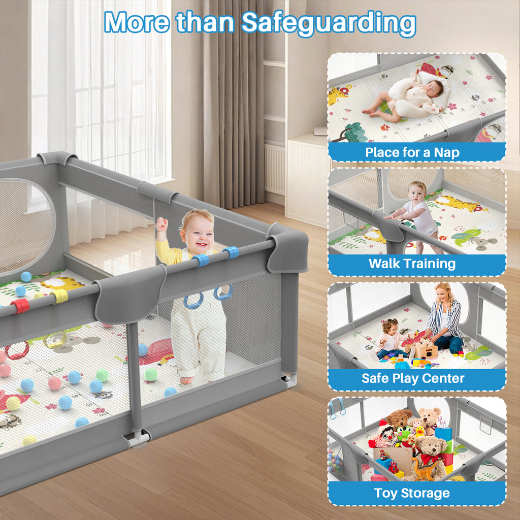 Baby Playpen with Mat, 71 x 59-inch Extra Large Play Yard for Baby and Toddler