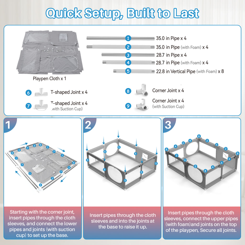 Baby Playpen with Mat, 71 x 59-inch Extra Large Play Yard for Baby and Toddler