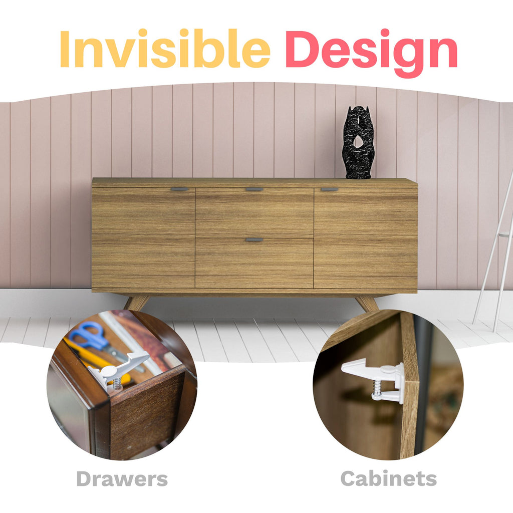 Furniture Lock Baby Safety Child Cabinet Locks 10 Pcs, Invisible Locks For  Fridge Drawers