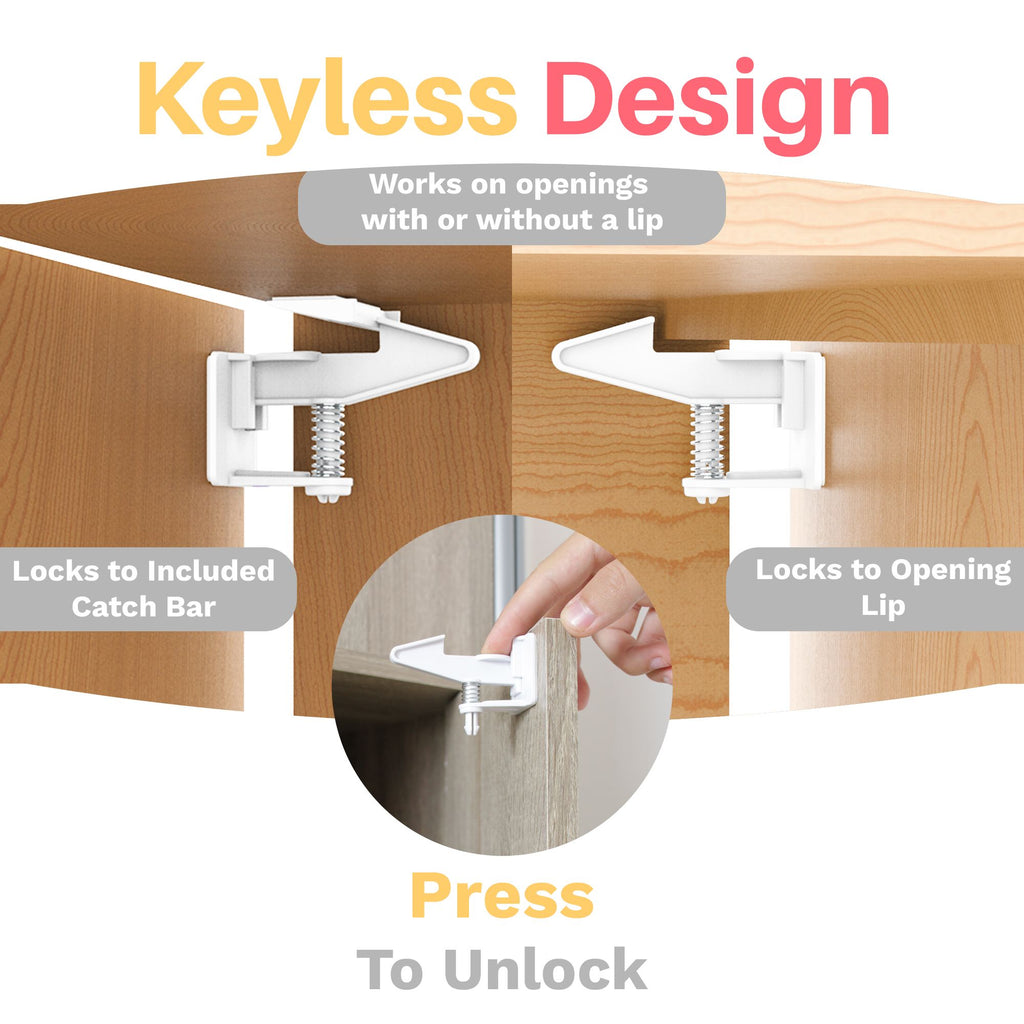 8-Pack Child Safety Cabinet Locks - Adjustable Child Cabinet Locks with 3M  Adhesives - White and Clear